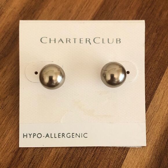 Charter Club | Taupe Faux Pearl Studs | 5mm - Picture 1 of 2